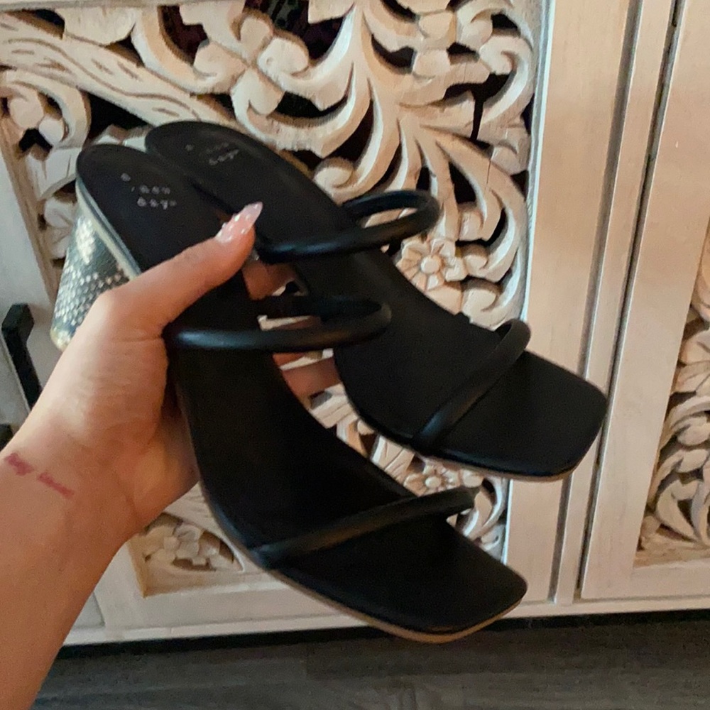 Black Double Strap Heels